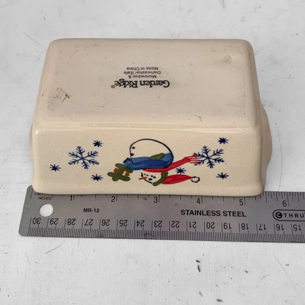Garden Ridge Christmas Mini Loaf Pan Set 3 Snowman Penguin Angel Stoneware